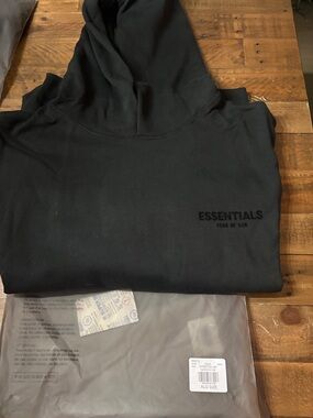 Essentials Black Heavyweight Pullover Hoodie